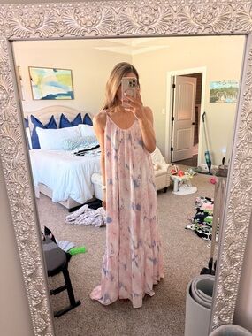 Buddy Love Pink and Blue Tie-Dye Maxi Dress